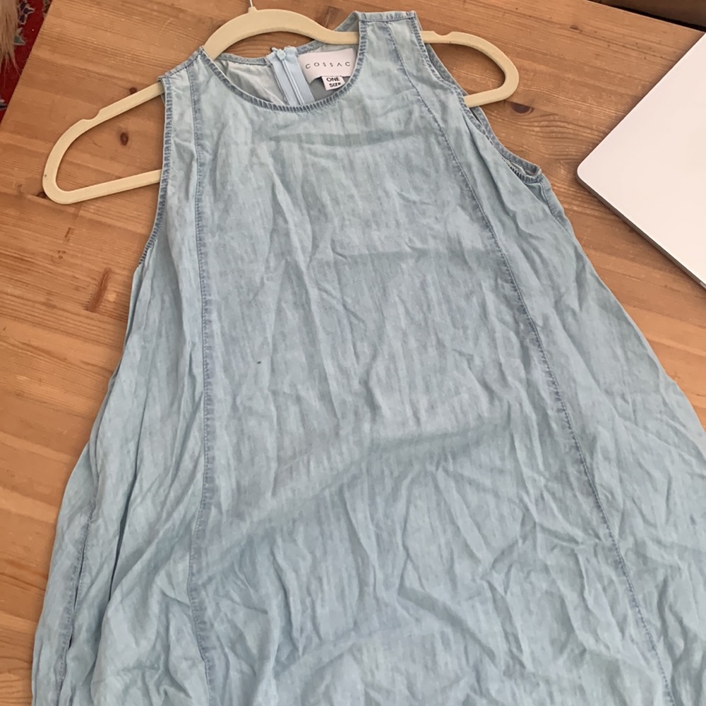 Cossac chambray asymmetrical hem dress with pockets - Picture 2 of 4